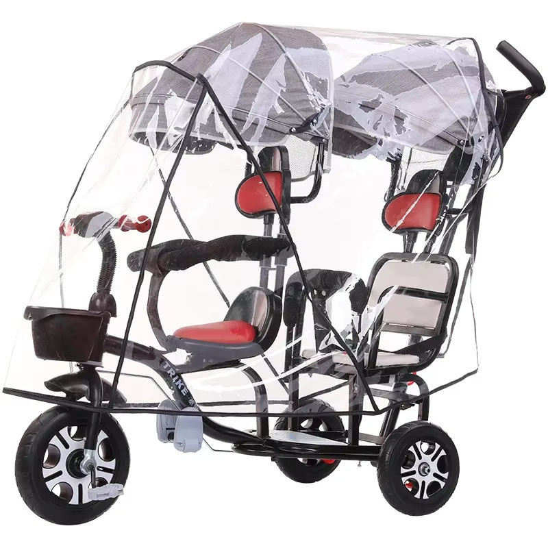 Twin Regenschutz für Kinderwagen, winddicht und staubdicht, transparent/weiß - Bild 2