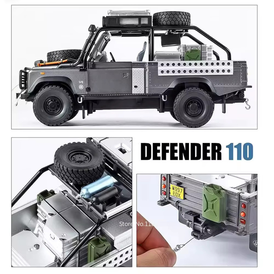 MAKEDA Land Rover Defender 110 Range Rover, Miniaturmodell, 1:24, Metall, Türen Öffnen, Rückziehfahrzeug - Bild 3