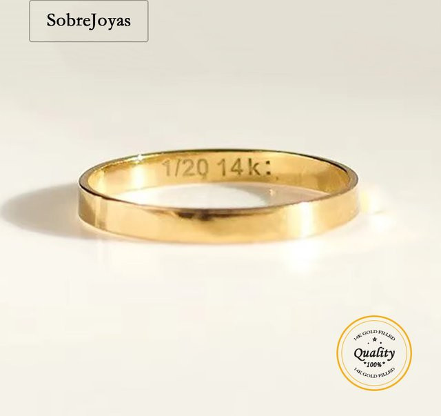 SobreJoyas Ring 14K Gold gefüllt, flach, Damen - Bild 1