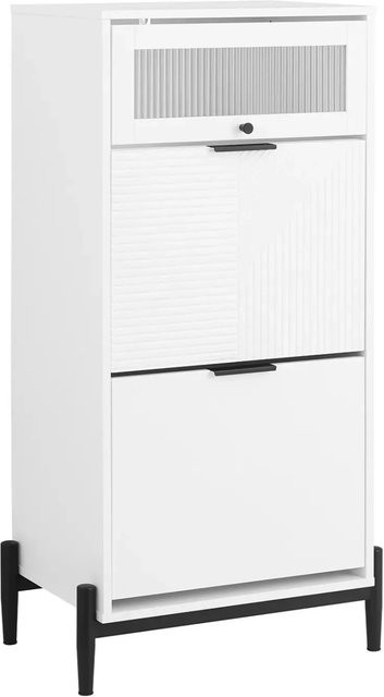 SoBuy Schuhschrank FSB95-W mit 2 Klappen und Glastüren in Weiß, H: 115 cm, B: 59 cm, T: 29 cm - Bild 1