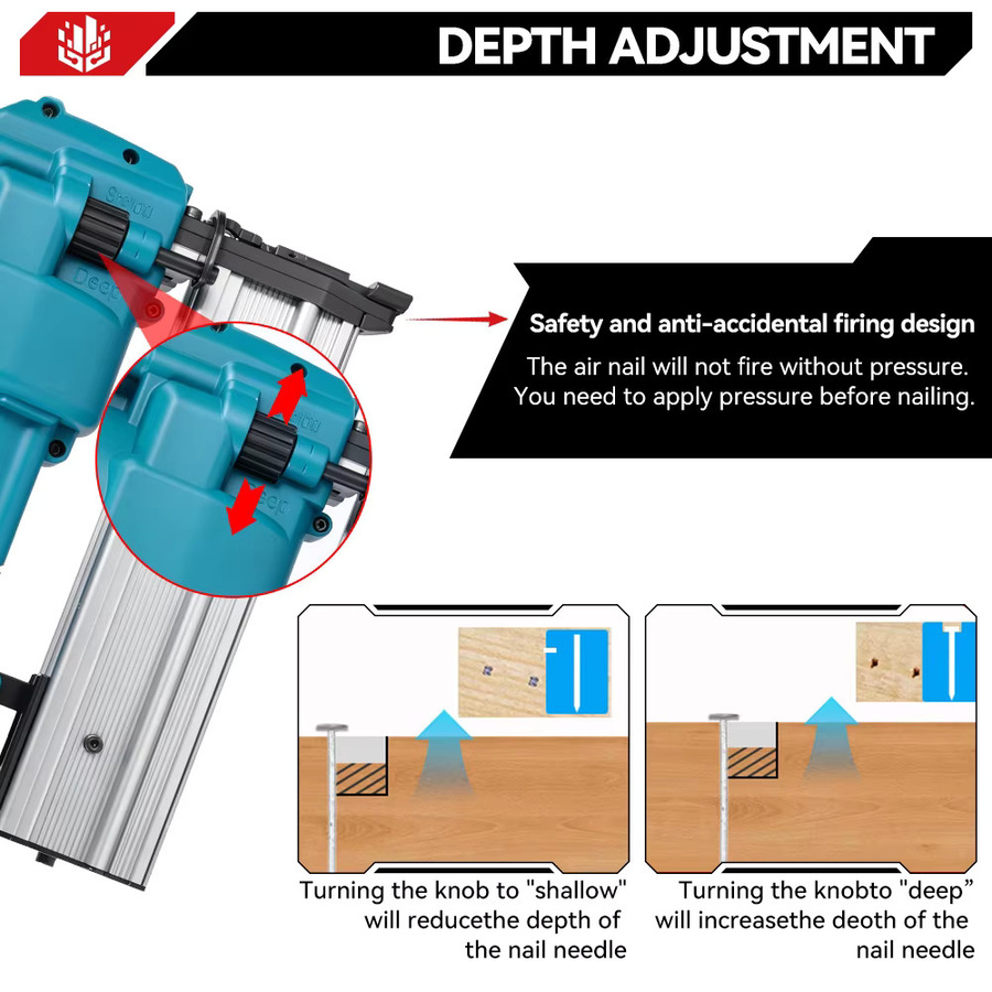 ONEVAN 2-in-1 Bürstenloser Akku-Nagler und -Heftgerät F15-F50 in Blau für Holzmöbeldekoration, kompatibel mit Makita 18V Akku - Bild 5