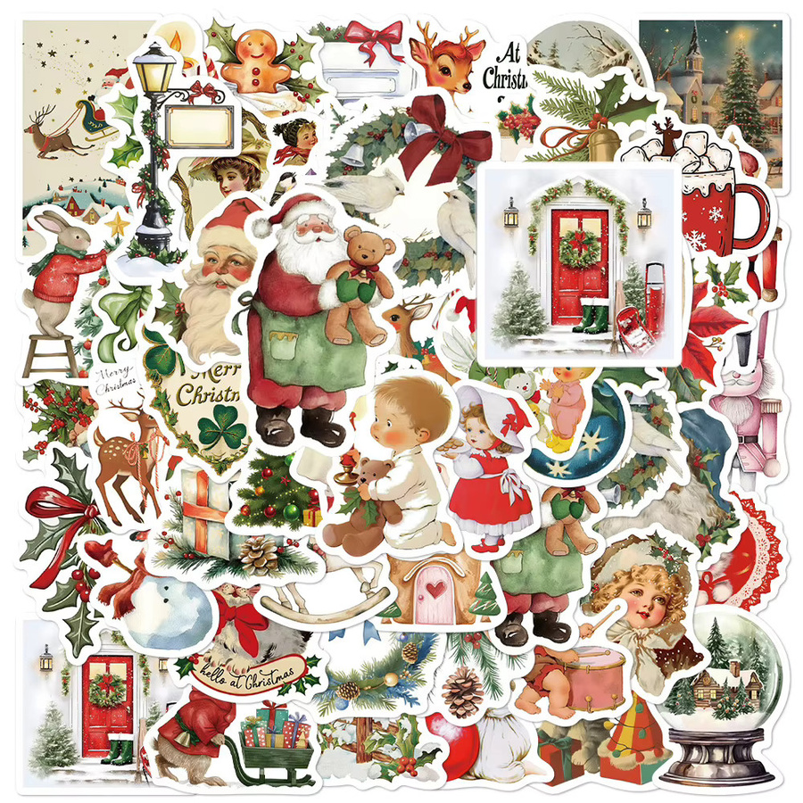 Charile Vintage Weihnachten Aufkleber Set, Romantische Artsy Sticker für Scrapbooking und DIY, Wasserdicht, Mehrfarbig - Bild 2
