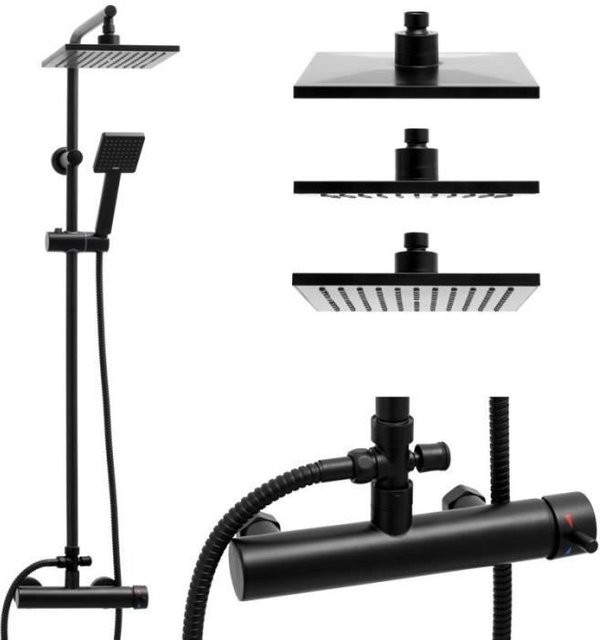 Viking Choice Duschset mit Regendusche und Handbrause in Mattschwarz - Bild 1
