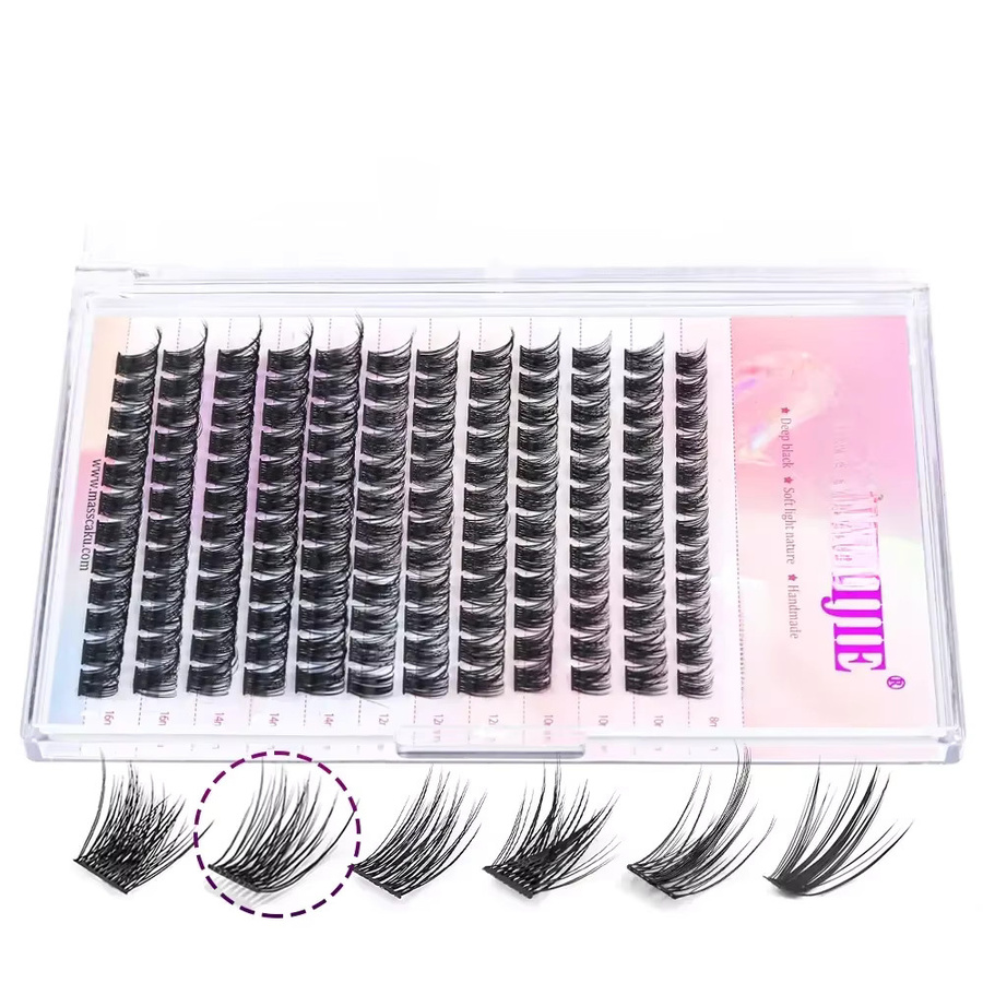 YUANZHIJIE Wimpernbüschel, 144 Cluster, Deep Black, C/D-Curl, Unisex - Bild 1