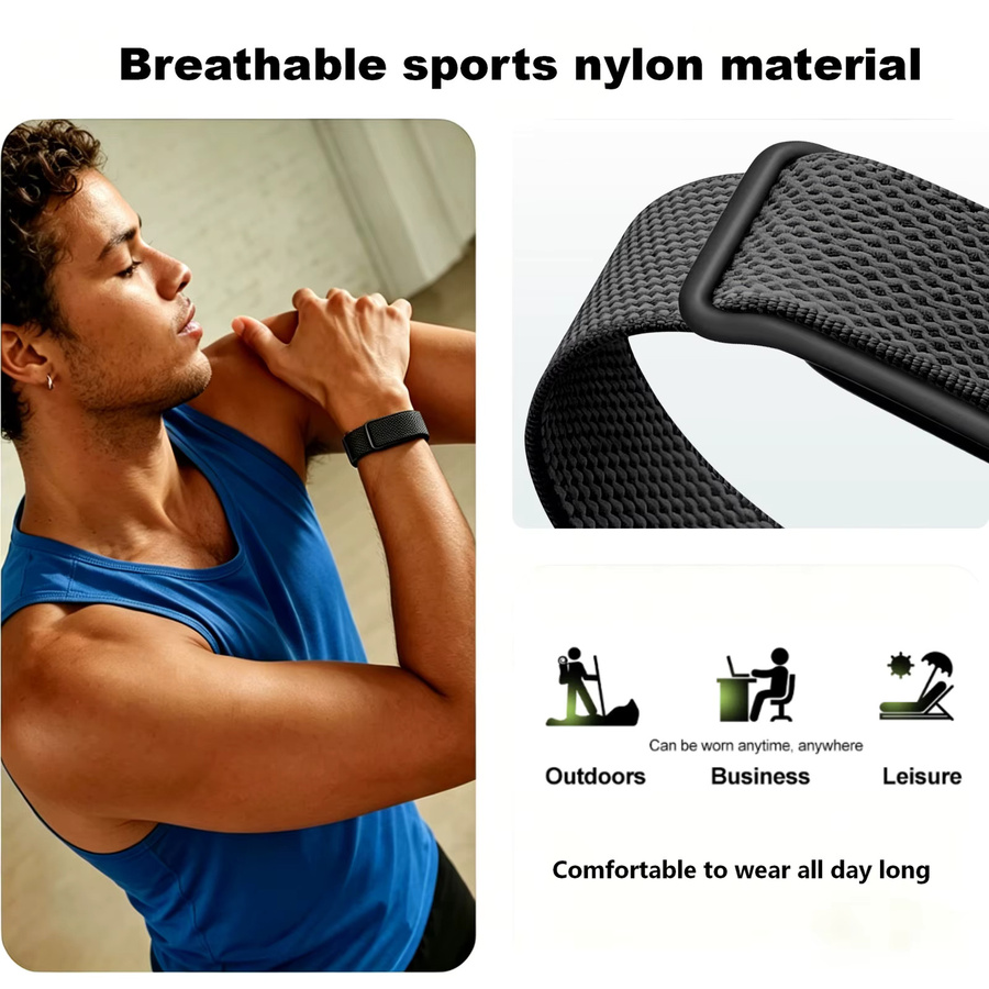 Atmungsaktives Nylon Sportarmband für Google Fitbit Air in Grau (Unisex) - Bild 5