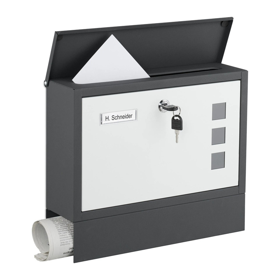 Abschließbarer Briefkasten mit Zeitungsfach von Relaxdays aus Eisen in Anthrazit, B/T/H: 36 x 30 x 11 cm - Bild 2