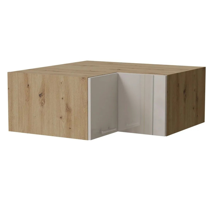 Feldmann-Wohnen Eckaufsatzschrank Brerra in Eiche Artisan und RAL 9001 Creme Hochglanz, B/T/H: 90 x 36 x 90 cm - Bild 2