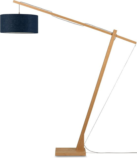 Good&Mojo Mont Blanc F Stehleuchte aus Bambus mit Leinenstoff in Jeansblau - Bild 1