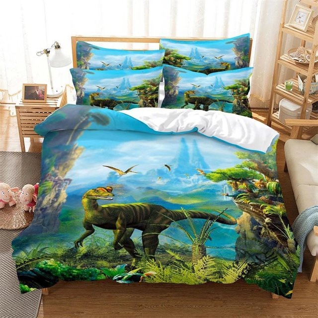 Dinosaurier Bettwäscheset mit 3D Digitaldruck aus Mikrofaser, Mehrfarbig, B/H: 140 x 210 cm - Bild 1