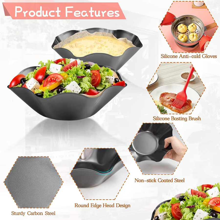 LMETJMA Tortilla Pan Set aus Carbonstahl mit Antihaftbeschichtung zur Herstellung von Tortilla Shells und Taco-Schalen - Bild 3