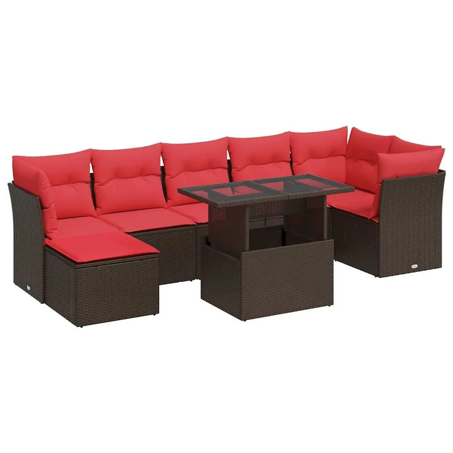 vidaXL 8-teilige Garten-Sofagarnitur aus braunem Poly-Rattan und Akazie mit Kissen - Bild 2