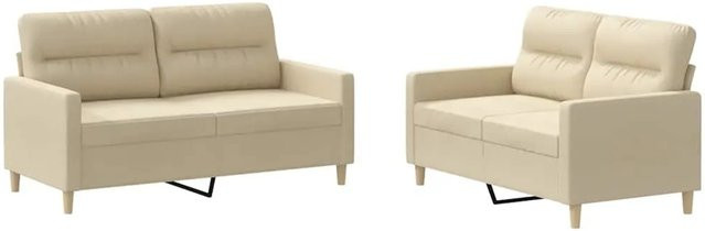 vidaXL 2-teilige Sofagarnitur mit Kissen in Beige aus Stoff für dein Wohnzimmer - Bild 1
