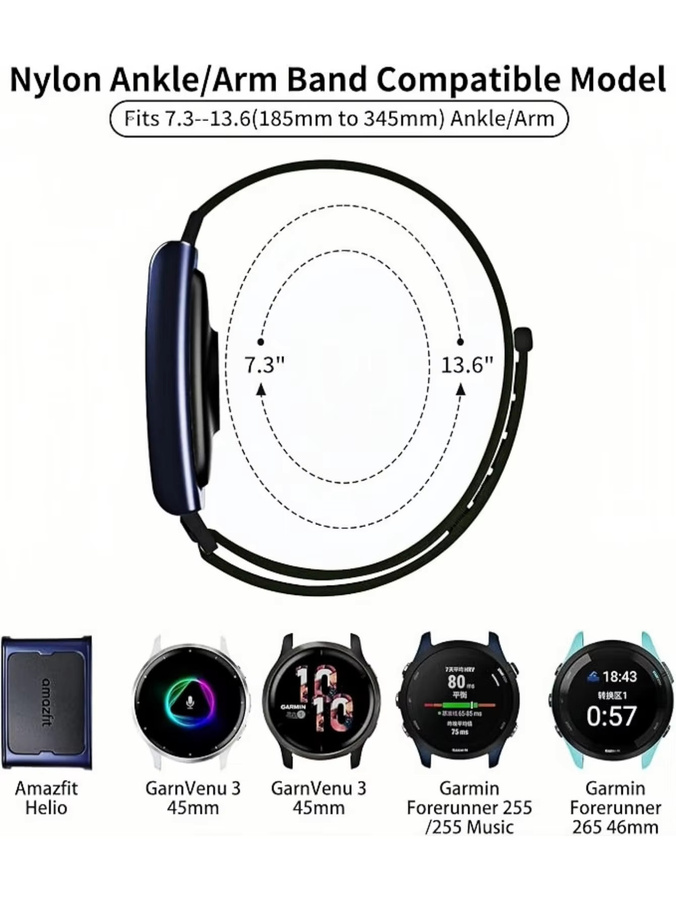Amazfit Uhrenarmband Nylon, 22 mm, Schwarz, Unisex - Bild 3