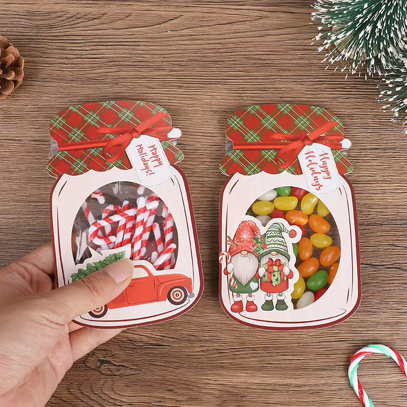 24 Stück ZQNYCY Weihnachts-Leckerli-Beutel in Flaschenform, transparente Beutel mit Schneemann- und Frohe Weihnachtsdrucken zur Verpackung von Weihnachtsgeschenken - Bild 2