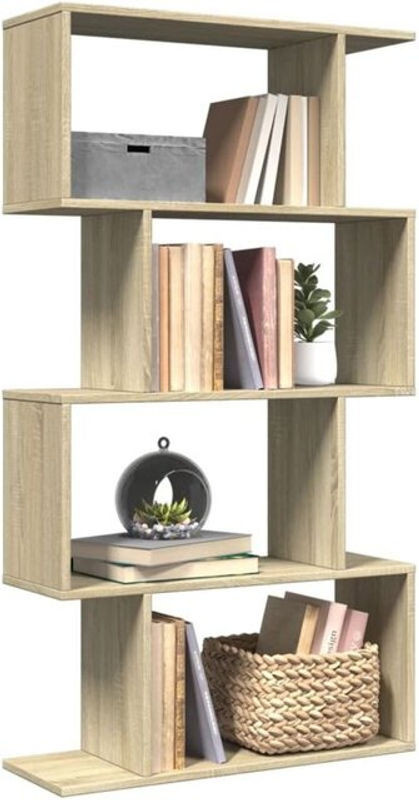 Vidaxl Raumteiler-Bücherregal mit 4 Böden in Sonoma-Eiche, B/T/H: 70 x 24 x 129 cm - Bild 1