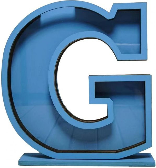 Personalisiertes Sparschwein aus Holz in Blau als Namens- und Buchstabenbank für Kinder - Bild 1