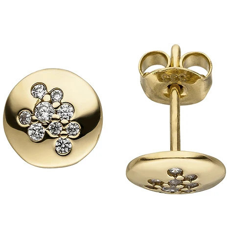 Colfem Ohrstecker 333 Gelbgold, 18 Zirkonia, Unisex - Bild 1