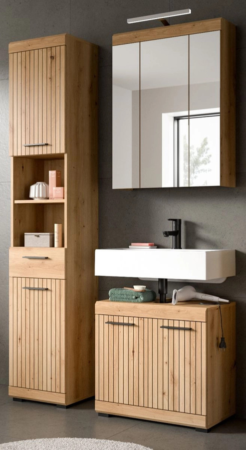 Badmöbel Set Shawn von Inn.Furn in Eiche Matt, 3-teilig, Breite: 112 cm - Bild 1
