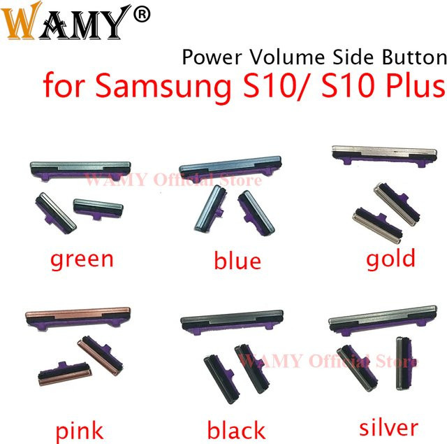 WAMY Power und Lautstärketaste Seitentaste für Samsung Galaxy S10 und S10 Plus G973 G973F S10+ G975 G975F in Silber und Multicolour - Bild 1