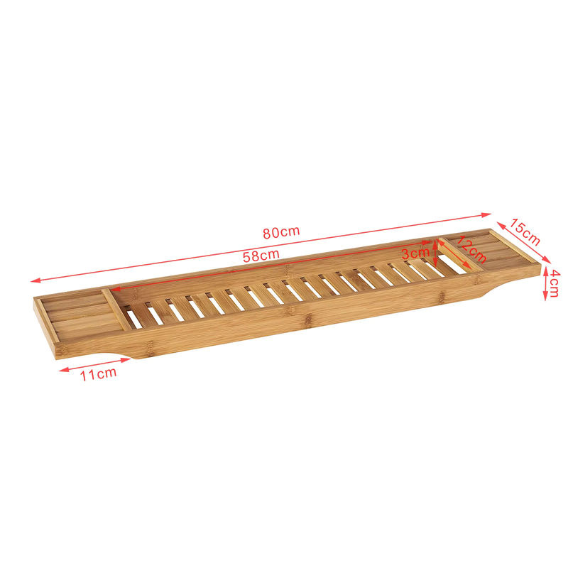 SoBuy Badewannenablage FRG212-N aus Bambus in Braun, Breite: 80 cm - Bild 3