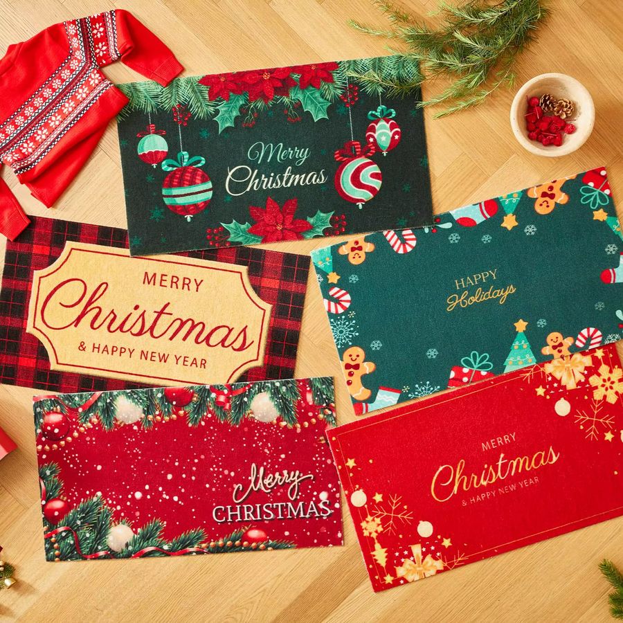 VIKAMA Weihnachts-Fußmatte für Außen und Innen mit Frohe Weihnachten Motiv zur Dekoration von Haustür und Eingangsbereich - Bild 5