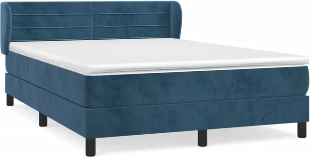 vidaXL Boxspringbett Hybrid mit Matratze aus Taschenfederkern, Dunkelblau, Samt, B/T: 140 x 190 cm - Bild 1