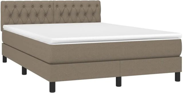 vidaXL Boxspringbett mit Matratze und LED in Beige, B/T/H: 140 x 190 cm, Hybrid-Matratze mit Taschenfederkern und USB-Anschluss - Bild 1