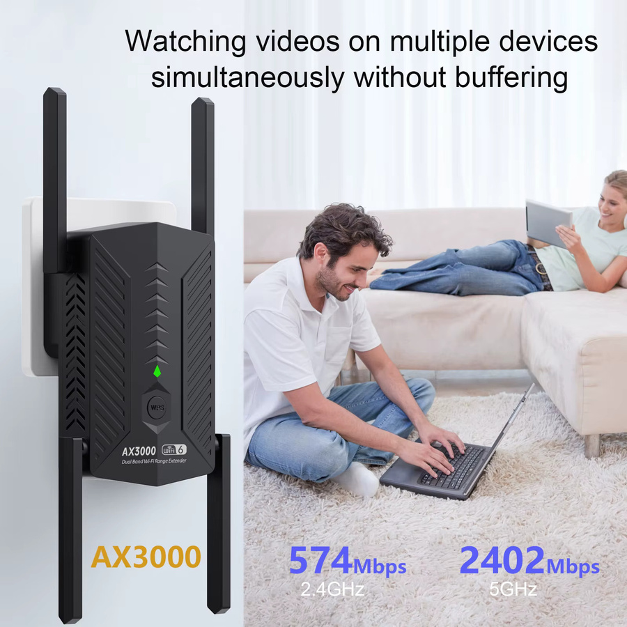 kebidumei AX3000 WiFi 6 Repeater Dual Band 2,4G und 5G Signal Booster in Weiß - Bild 2
