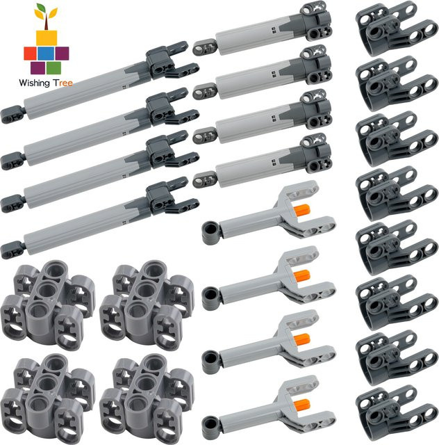 24er Set Technischer Linearantrieb 15L Schubstange in Grau von stemedu für MOC Bausteine kompatibel mit 40918, 61927, 61904, 61905 und 92693 - Bild 1