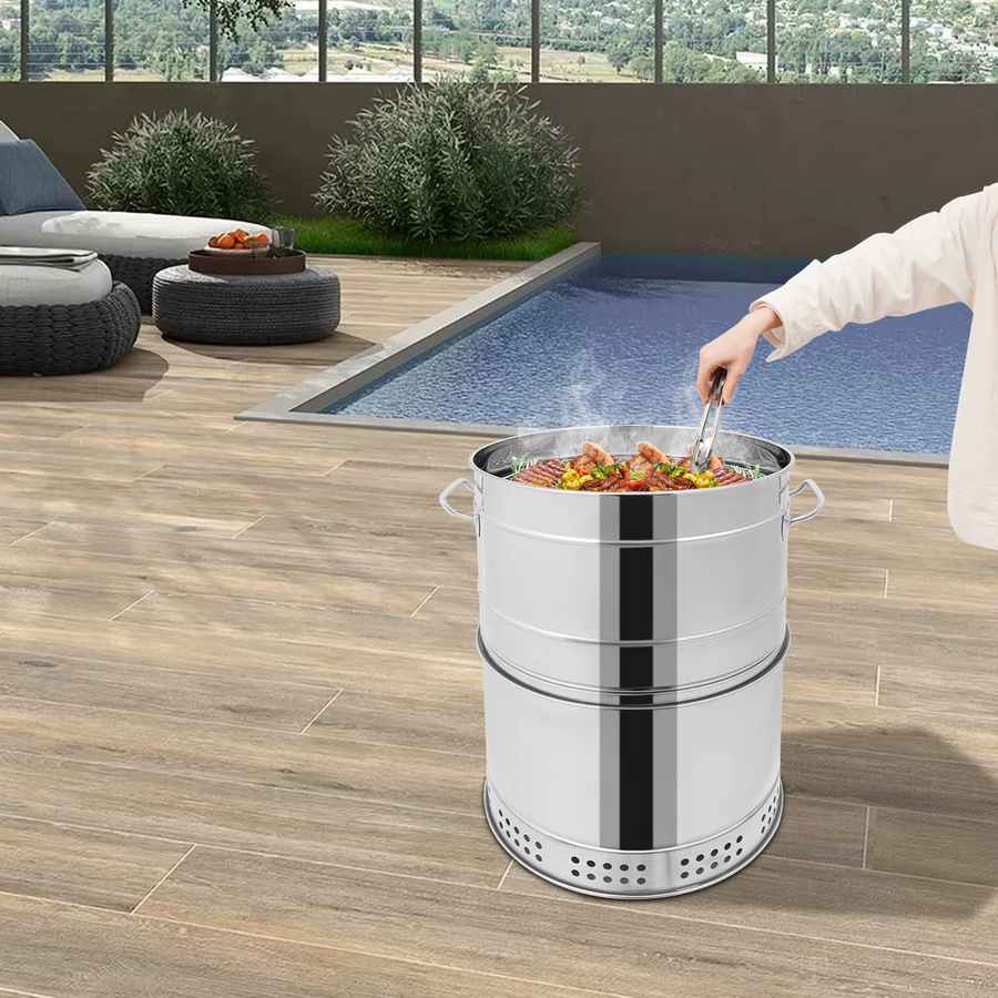 Bymaocar Tragbarer Holzkohlegrill in Silber mit 50 Spießen für vertikales Kebab-Grillen und Camping - Bild 4