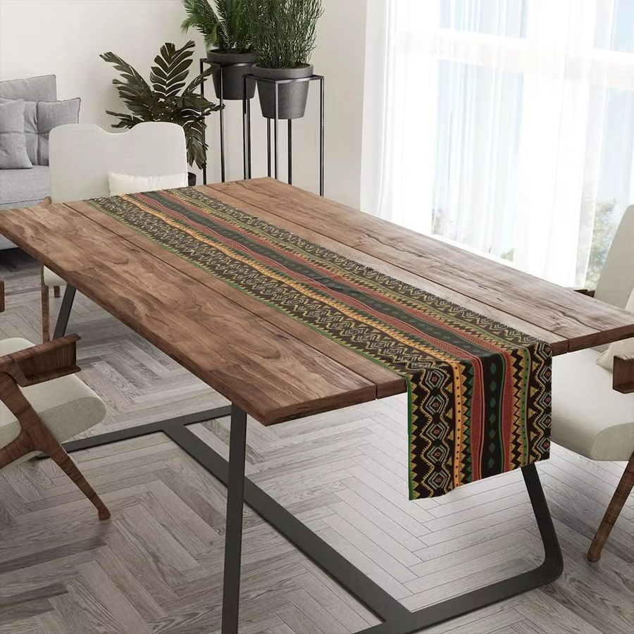 VIKAMA Tischläufer im afrikanischen Stammes-Design, Multicolor, Retro-Dekoration - Bild 3