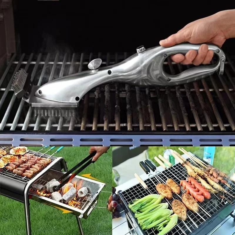 BBQ Grillreiniger Dampf-Pinsel aus Edelstahl und ABS in Silber für Holzkohle- und Gasgrills - Bild 3