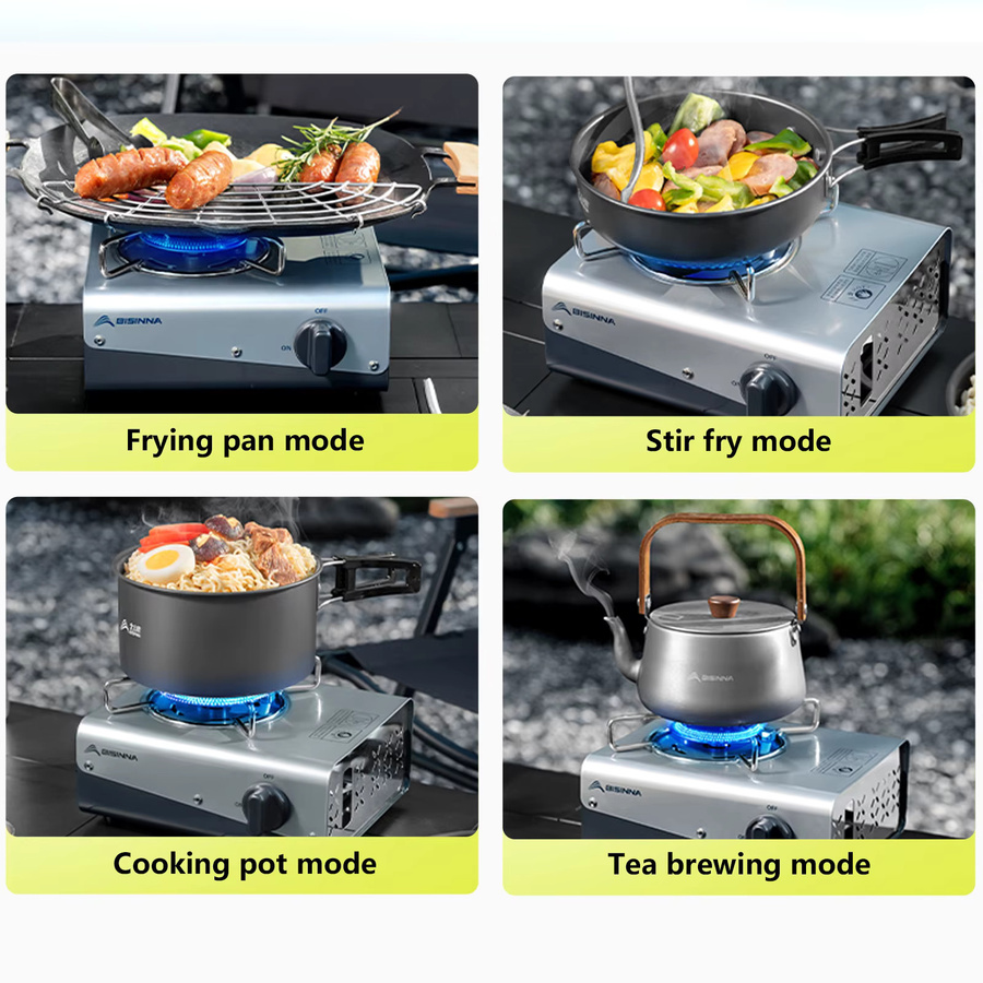 BISINNA Camping-Gasbrenner tragbarer Gaskassettenofen mit 4200 W in Silber und Blau - Bild 4