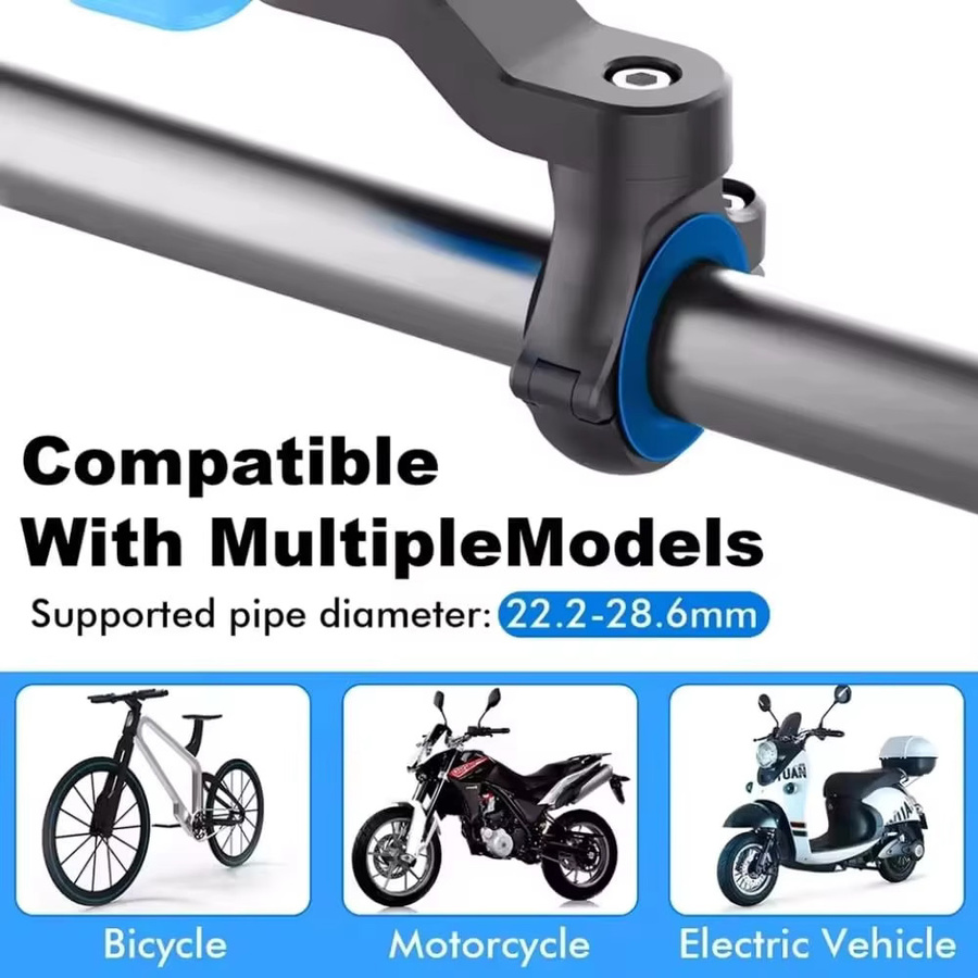 Universelle 360 Grad drehbare und voll einstellbare Handyhalterung für Motorrad und Fahrrad in Rot, stoßfeste GPS-Navigationshalterung für alle Smartphones - Bild 4