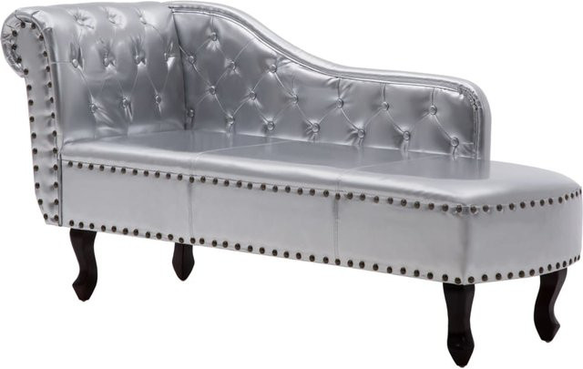 Yiwydaa Chesterfield Chaiselongue in Silber aus Kunstleder mit L-Form und Polsterung - Bild 1