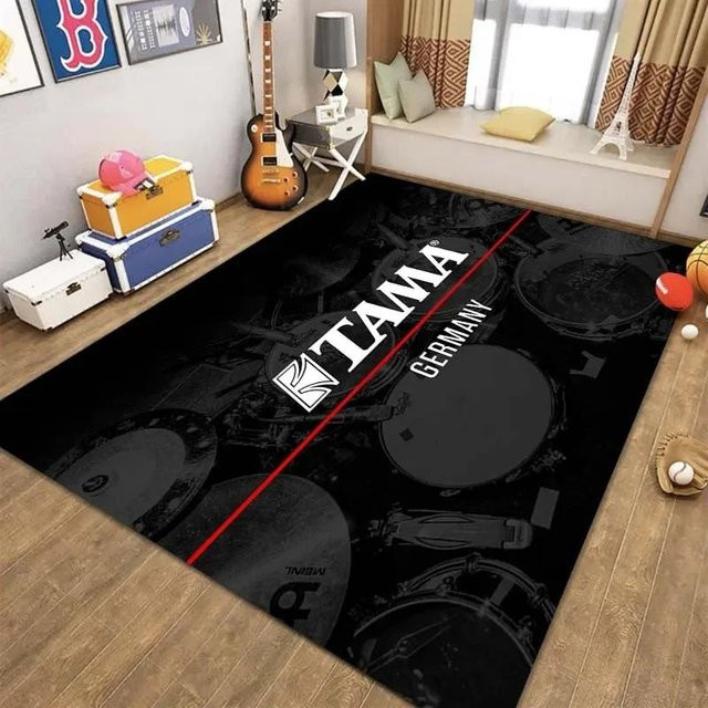 Karpetti Schlagzeug-Print Teppich in Schwarz, B/T: 120 x 80 cm - Bild 1
