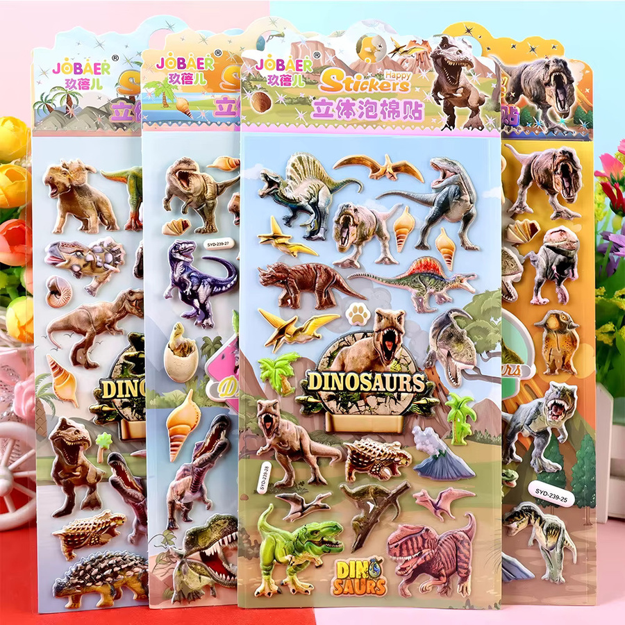 Charile Dinosaurier Blase 3D Puffy Aufkleber, 4-teiliges Set - Bild 2