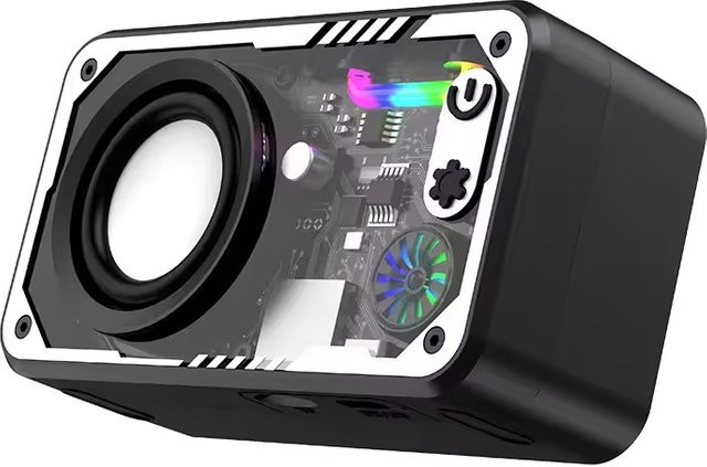 BINNUNE Mecha V1 Kabelloser Bluetooth 5.3 Lautsprecher in Pink mit Licht-Rhythmus-Subwoofer und Stereo-Sound für Outdoor-Einsätze sowie TF-Karten-Unterstützung - Bild 1