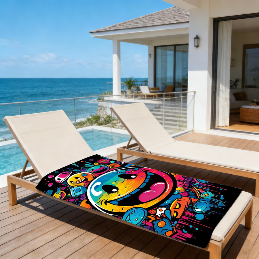 Street Graffiti Vielzweck-Strandtuch Saugfähig und Weich, B: 90 cm, H: 160 cm - Bild 3