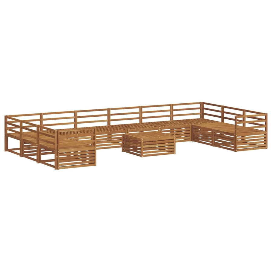 vidaXL Sofagarnitur 11-teilig aus Akazie Massivholz in Natur Braun im U-Shape Design - Bild 2