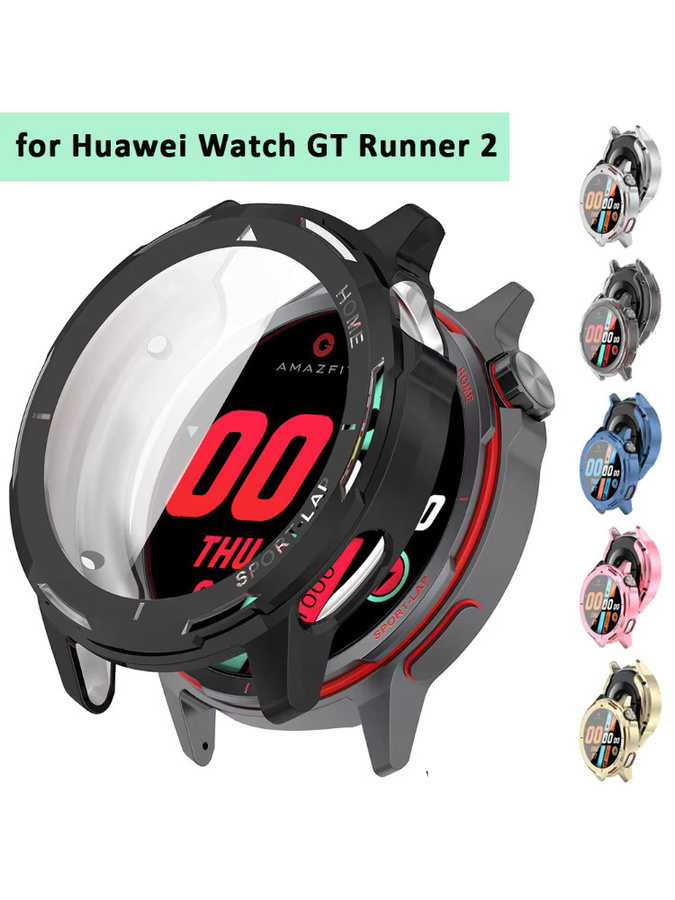CAOWTAN Bildschirmhülle für Huawei Watch GT Runner 2, TPU, Schwarz - Bild 5