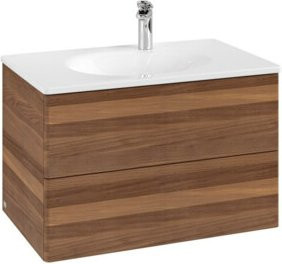 V&B Waschtischunterschrank Antao mit Auszugbeleuchtung in Warm Walnut, B/T/H: 79 x 50 x 50 cm - Bild 1