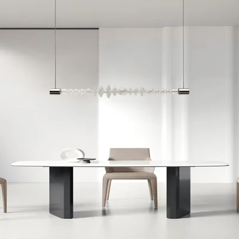 JIANKEXING Caterpillar Pendelleuchte aus Glas und Metall mit LED-Beleuchtung in Transparent und Grau für Küche und Esszimmer - Bild 2