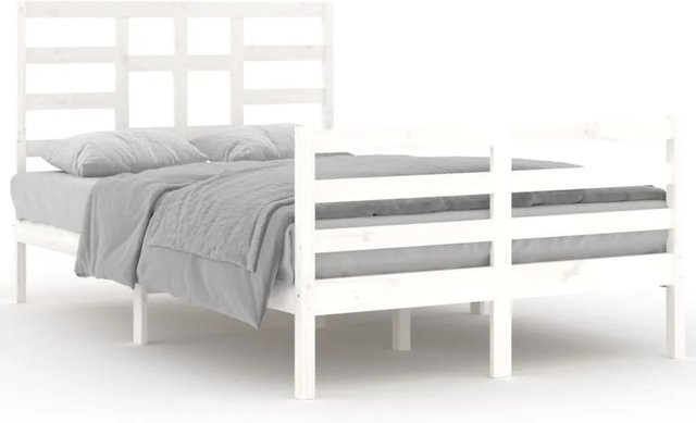 vidaXL Massivholzbett aus Kiefernholz in Weiß, B/T/H: 120 x 200 x 104 cm - Bild 1