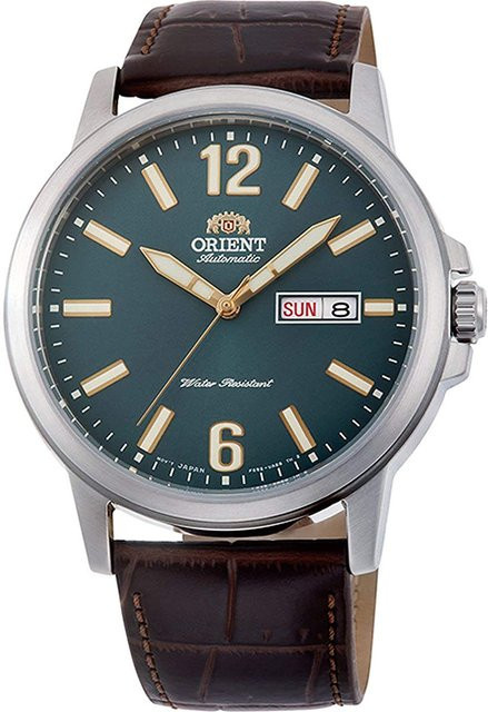 Orient Armbanduhr Automatik, Edelstahl, Leder, Grün, 42 mm, Herren - Bild 1