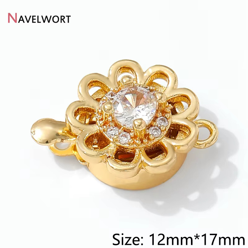 Verschlüsse 14K Vergoldetes Messing, Zirkonia, Perlen, Unisex - Bild 2