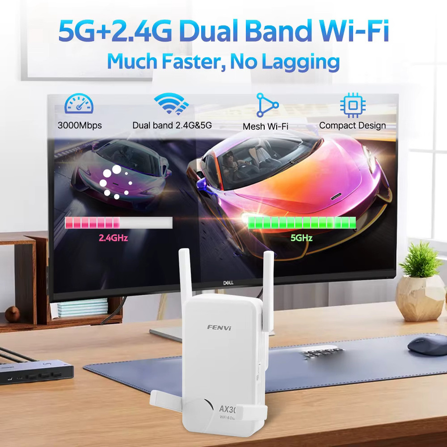 DERAPID WiFi 6 AX3000 Wireless Repeater Dual Band 2,4/5 GHz Signal Booster in Weiß - Bild 5