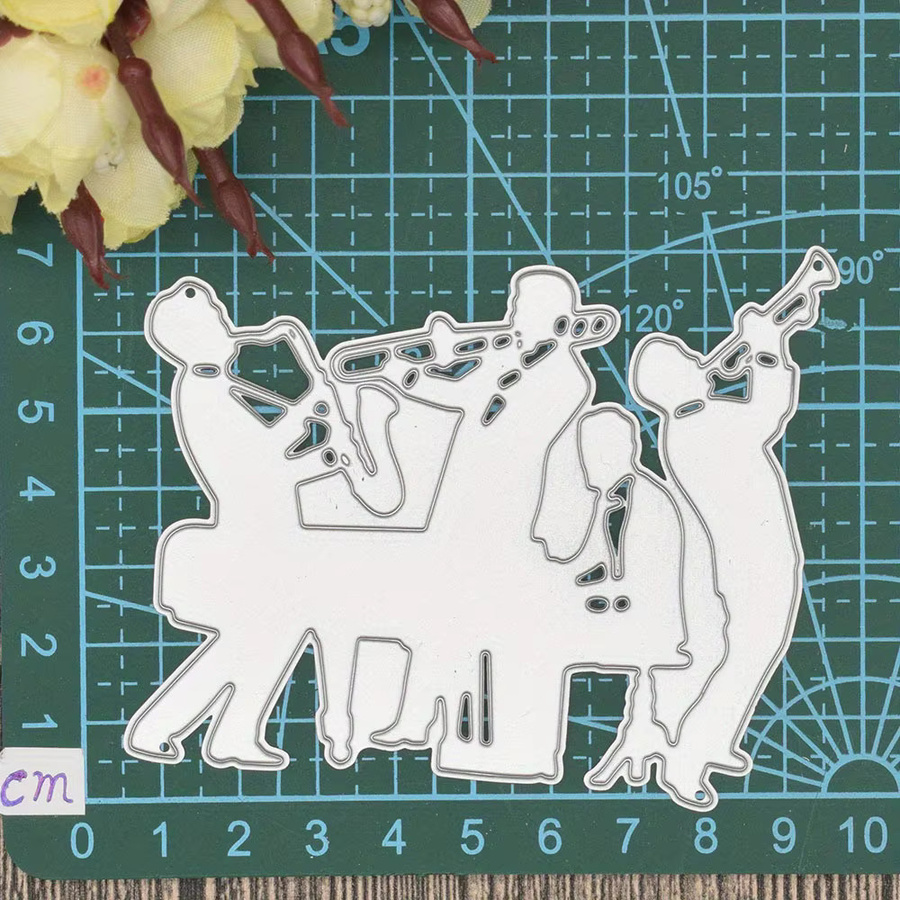 Metall-Schneidwerkzeug mit Musikband- und Orchester-Motiv in Silber für DIY Scrapbooking und Bastelarbeiten - Bild 4