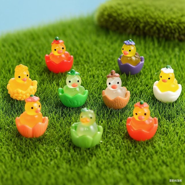 Wucifang Bags Leuchtende Mini-Harz-Enten im Gemüse-Frucht-Stil, Schwarz, Dekorative Tierfiguren für Blumentöpfe und Tischdekoration - Bild 1