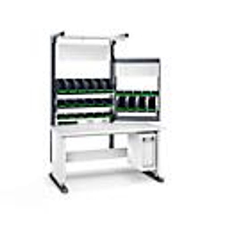 Bott Arbeitsplatzsystem Avero Komplettmodul 3, höhenverstellbar, HPL beschichtete Spanplatte, Belastbarkeit bis 300 kg, lichtgrau/anthrazitgrau - Bild 2